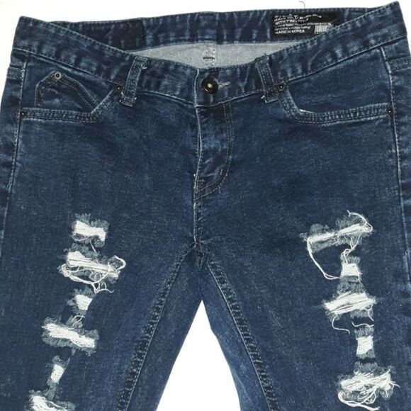 T-Rex T'Rex Denim Destroyed Dark Skinny Jeans‎ 30 - Picture 2 of 8